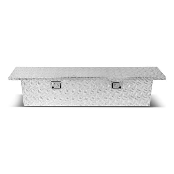 DNA Motoring 60"X12"X14" Chrome Aluminum Pickup Truck Trunk Bed Tool Box Trailer Storage+Lock