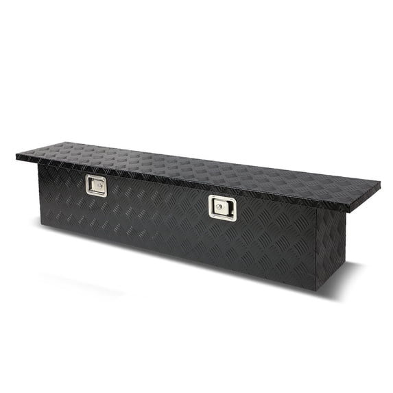 DNA Motoring 60x12x14 Inch Black Aluminum Pickup Truck Trunk Bed Tool Box with Lock