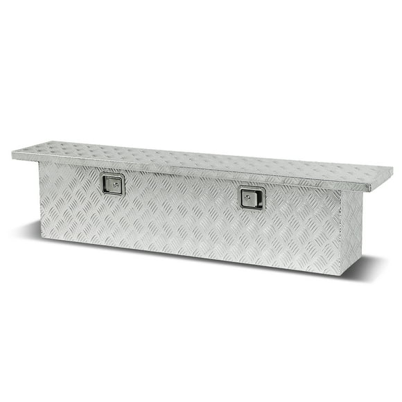 DNA Motoring TBOX-T4-53-ALU 63" Aluminum Pickup Truck Bed Trailer Key Lock Storage Tool Box (Crossbed)