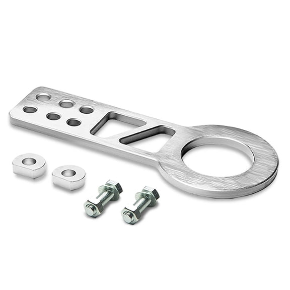 DNA Motoring THK-FR-FRONT-SL 2.25" Anodized Brushed Billet Style Aluminum Front Racing Tow Hook (Silver)
