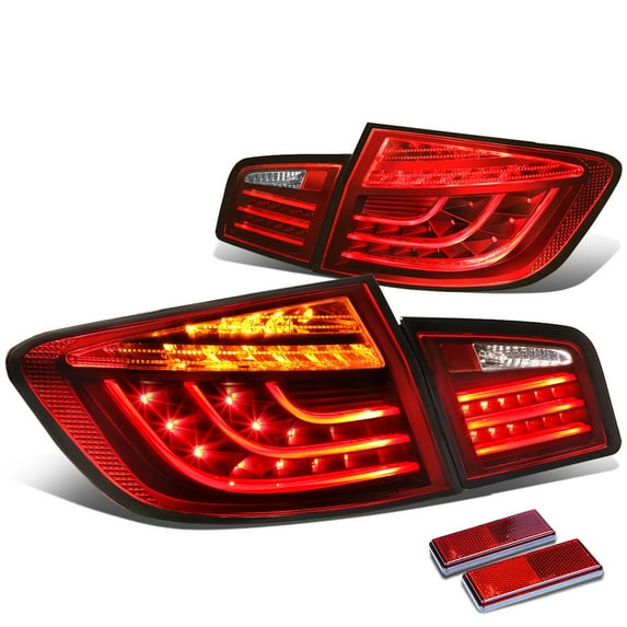 DNA Motoring TL-3DLED-F10-RD-CL For 2011 to 2013 BMW F10 5 -Series Pair of 3D LED Tail Brake Lights (Red Housing Clear Lens) 12