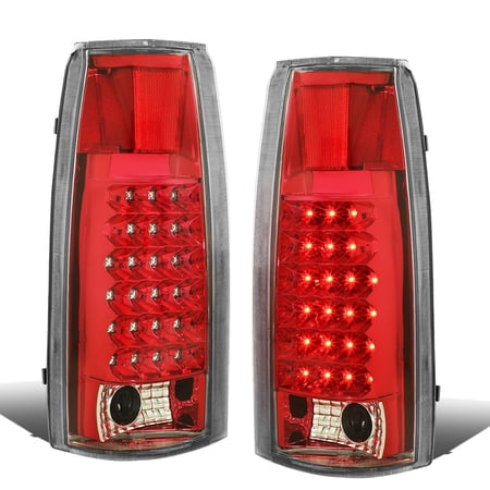 DNA Motoring For 88-00 Chevy GMC C/K Pickup LED Tube Tail Light Brake Lamps Pair Red/Chrome