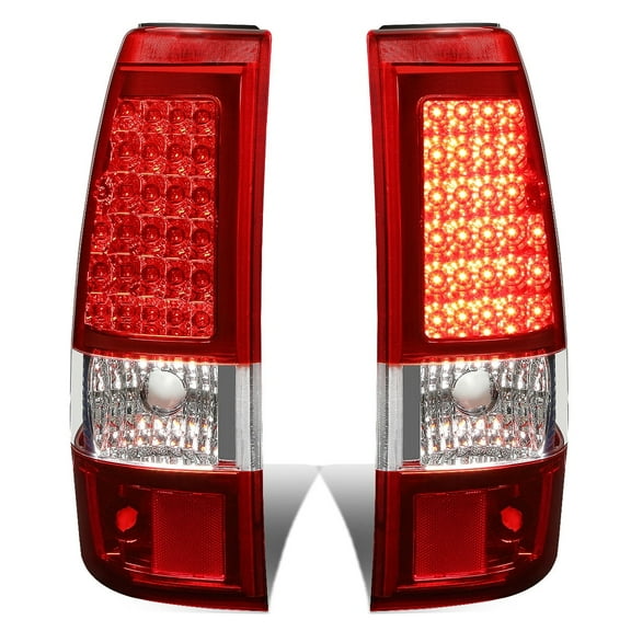 DNA Motoring For 03-07 Chevy Silverado GMC Sierra Full LED Tail Light Brake Lamps Pair Red Chrome