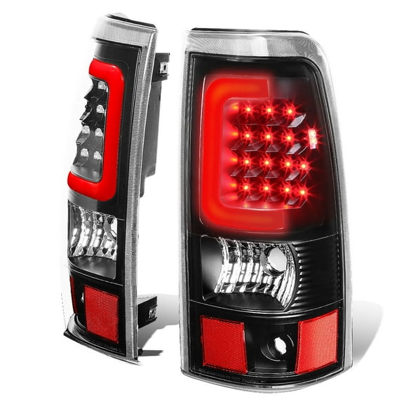 DNA Motoring For 03-07 Chevy Silverado GMC Sierra 3D LED Tube Bar Tail Light Brake Lamps Pair Black Clear