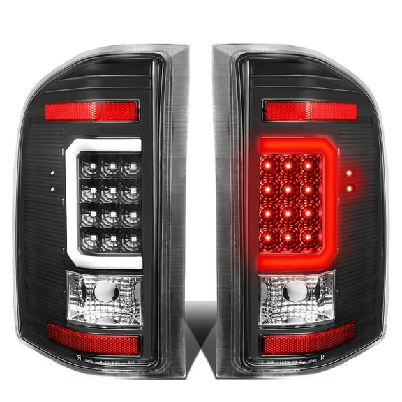 DNA Motoring For 07-14 Chevy Silverado 3D LED Euro Black Clear Tail Light Pair Replacement