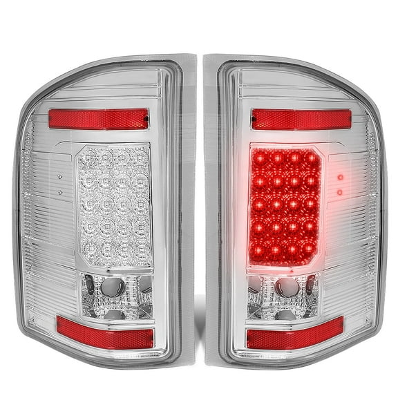 DNA Motoring For 07-14 Chevy Silverado LED Euro Chrome Clear Tail Light Pair Replacement