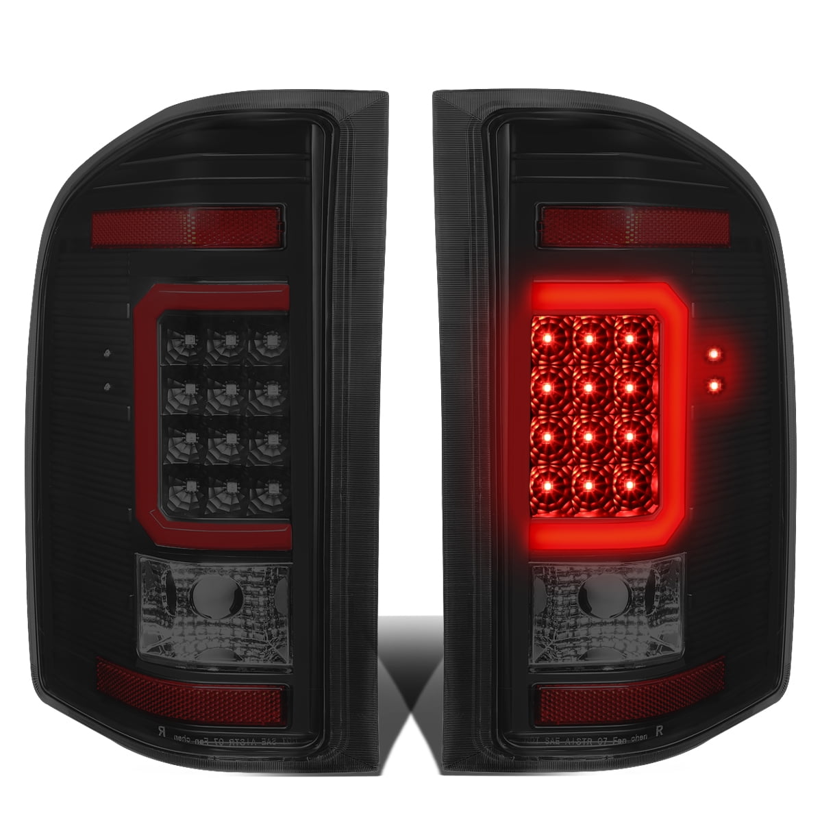 DNA Motoring TL-CSIL07-LED-RD3D-BK-SM For 2007 to 2014 Chevy Silverado 1500 / 2500 / 3500 (HD) Red 3D LED Bar Tail Brake Brake Light / Lamps Black Housing Smoked Lens 08 09 10 11 12 13