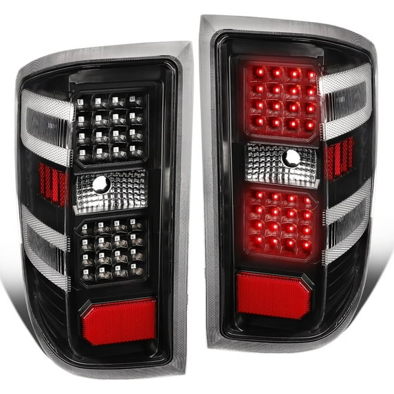DNA Motoring 14-19 Chevy Silverado GMC Sierra Full LED Black Clear Rear Tail Light Lamps Pair LH+RH