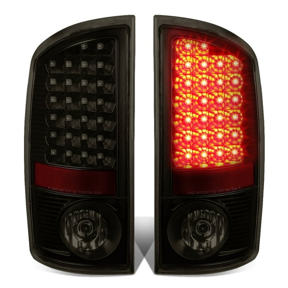 DNA Motoring For 07-09 Dodge Ram 1500 2500 3500 LED Black Smoked Tail Light Lamps Pair Replacement
