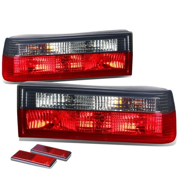 DNA Motoring TL-E3083-RD-SM For 1984 to 1991 BMW E30 3 -Series Pair of Smoked Lens Red Rear Brake+Signal Tail Light 85 86 87 88 89 90