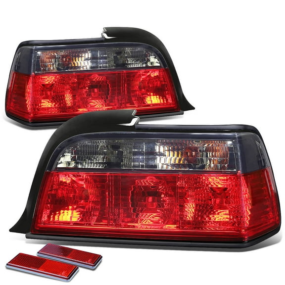 DNA Motoring TL-E362D-RD-SM For 1992 to 1999 BMW E36 3 -Series 2Dr Pair of Smoked Lens Red Rear Brake+Signal Tail Light 93 94 95 96 97 98