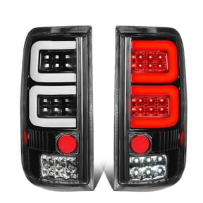 DNA Motoring For 04-08 Ford F150 Lobo Dual LED C-Tube Tail Light Rear Brake Lamps Pair Black/Clear