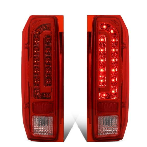 DNA Motoring For 90-97 Ford F150 F250 F350 Bronco LED Tail Light Rear Brake Lamp Pair Red Clear