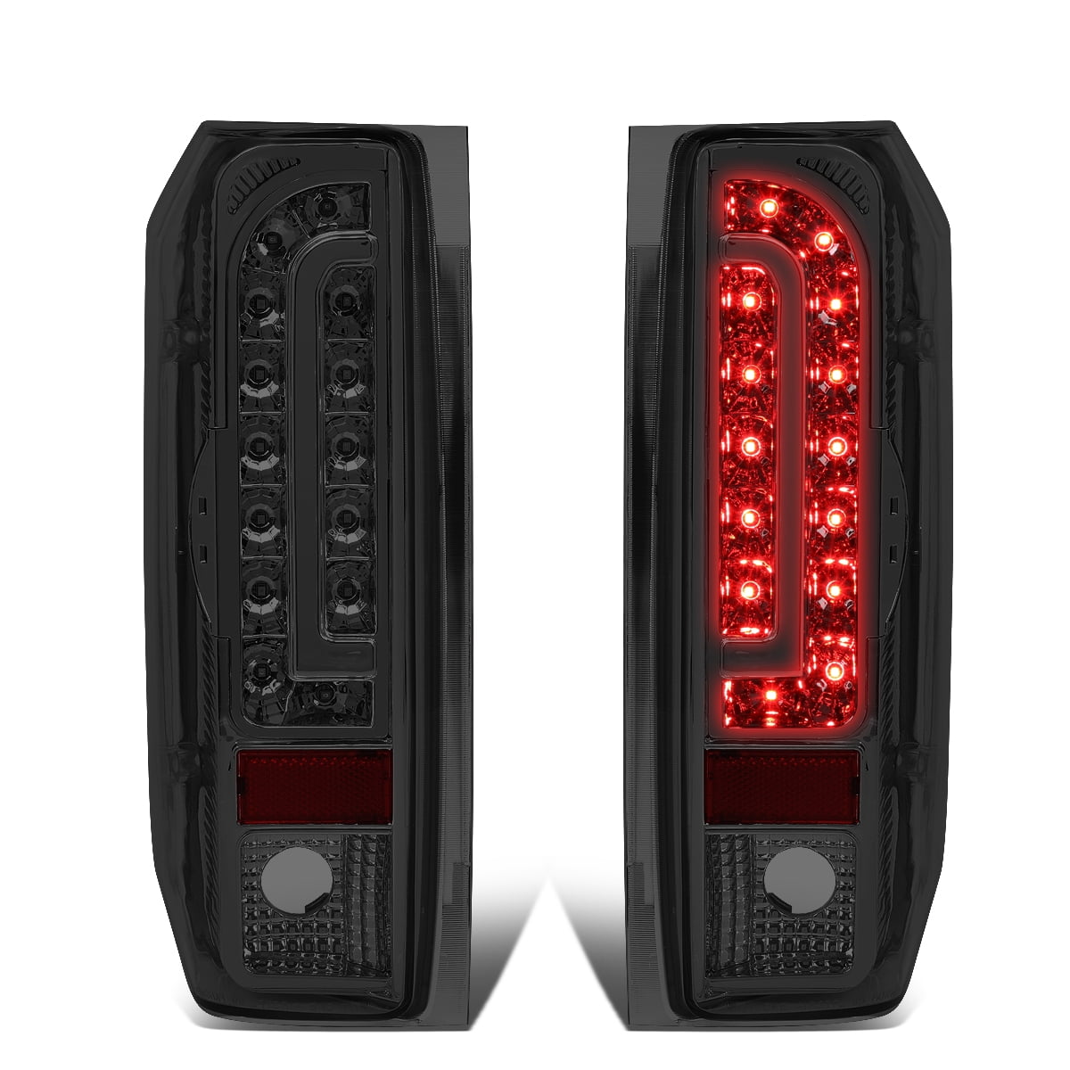 DNA Motoring TL-F15094-LED-CH-SM For 1990 to 1997 Ford F150 / F250 / F350 / Bronco / F Super Duty Styleside Pair Full LED Tail Brake Light Lamps (Smoked) 91 92 93 94 95 96