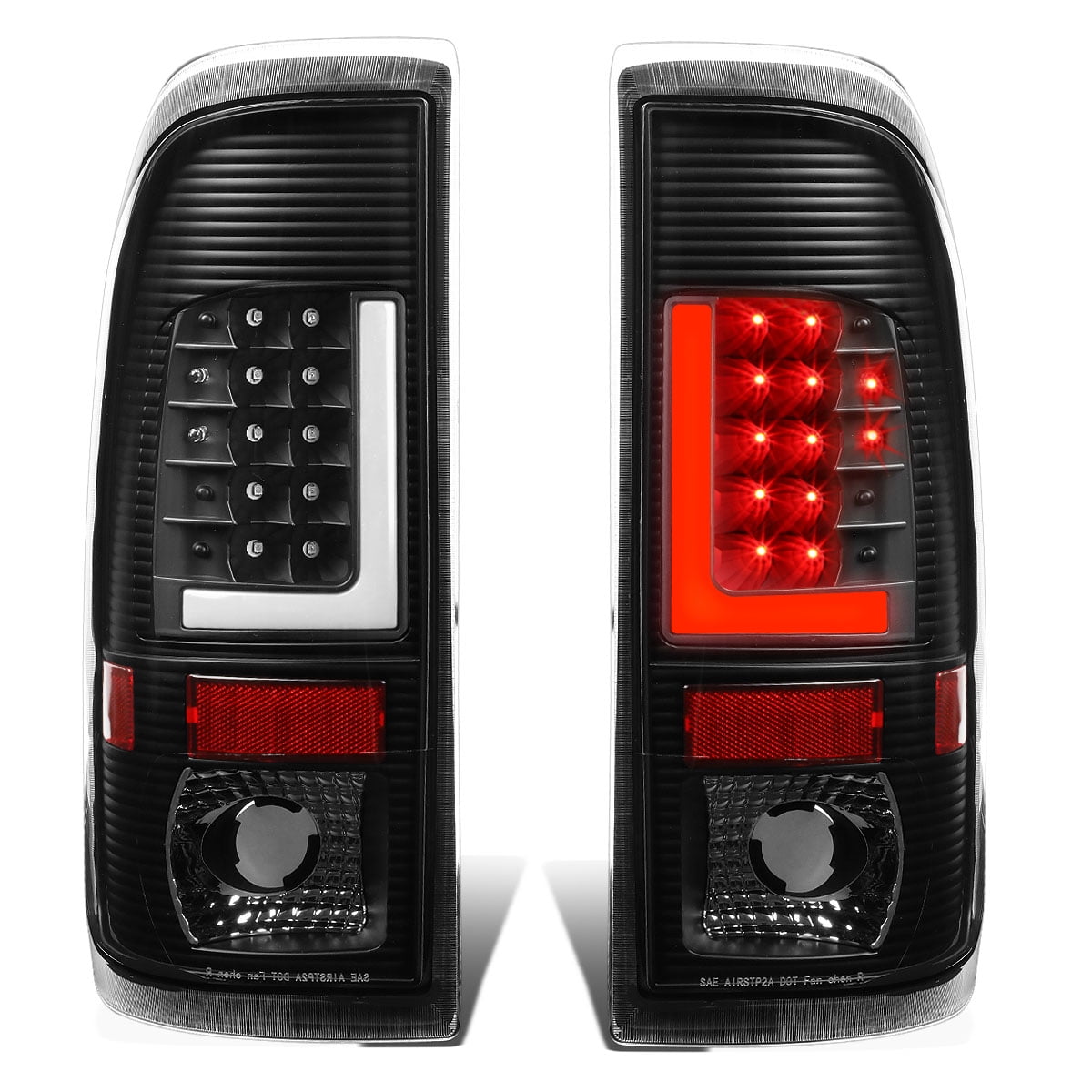 DNA Motoring TL-F25008-LED-3D-BK-CL For 2008 to 2016 Ford F250 / F350 / F450 / F550 Super Duty Pair of 3D LED Bar Tail Brake Lights Black Housing Clear Lens