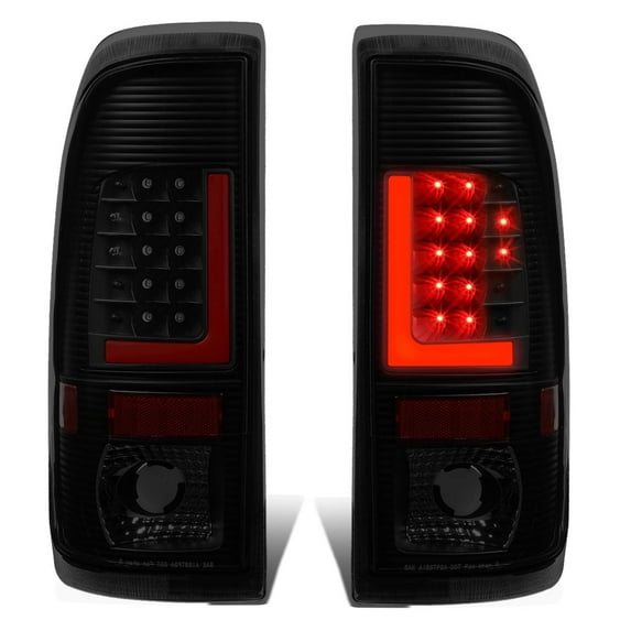 DNA Motoring For 08-16 Ford F250 F350 Super Duty Red LED Bar Tail Light Brake Lamp Pair Black/Smoked
