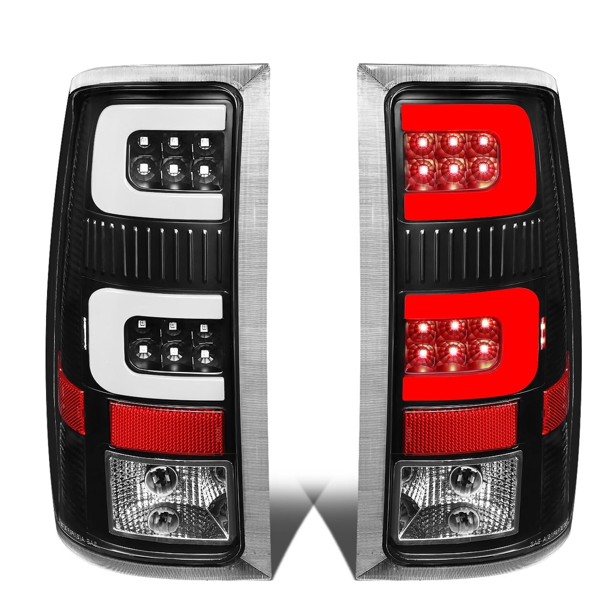 TRQ Performance Tail Light Clear Lens Black Housing LED C Tube Bar For Gm Truck Lta71073