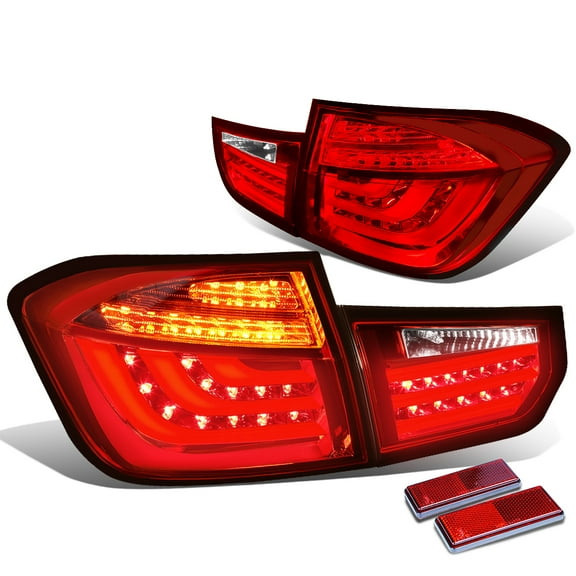 DNA Motoring TL-LED-3D-F3013-RD-CL For 2013 to 2015 BMW 3 -Series F30 / F31 4dr Pair of Red & Clear Lens 3D LED Bar Brake+Signal Tail Lights 14