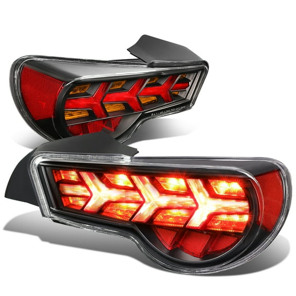 DNA Motoring TL-LED-FED-3 For 2013 to 2017 FRS / BRZ / 86 Pair of LED Arrow Sequential Tail Light (Black Housing / Clear Lens / Amber Signal)