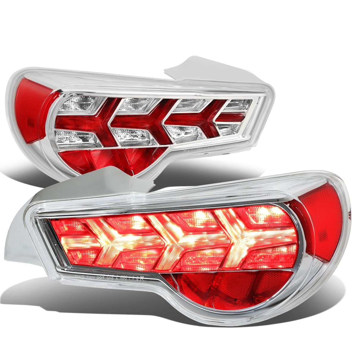 DNA Motoring TL-LED-FED-6 For 2013 to 2017 FRS / BRZ / 86 Pair of LED Arrow Sequential Tail Light (Chrome Housing / Clear Lens / Clear Signal)