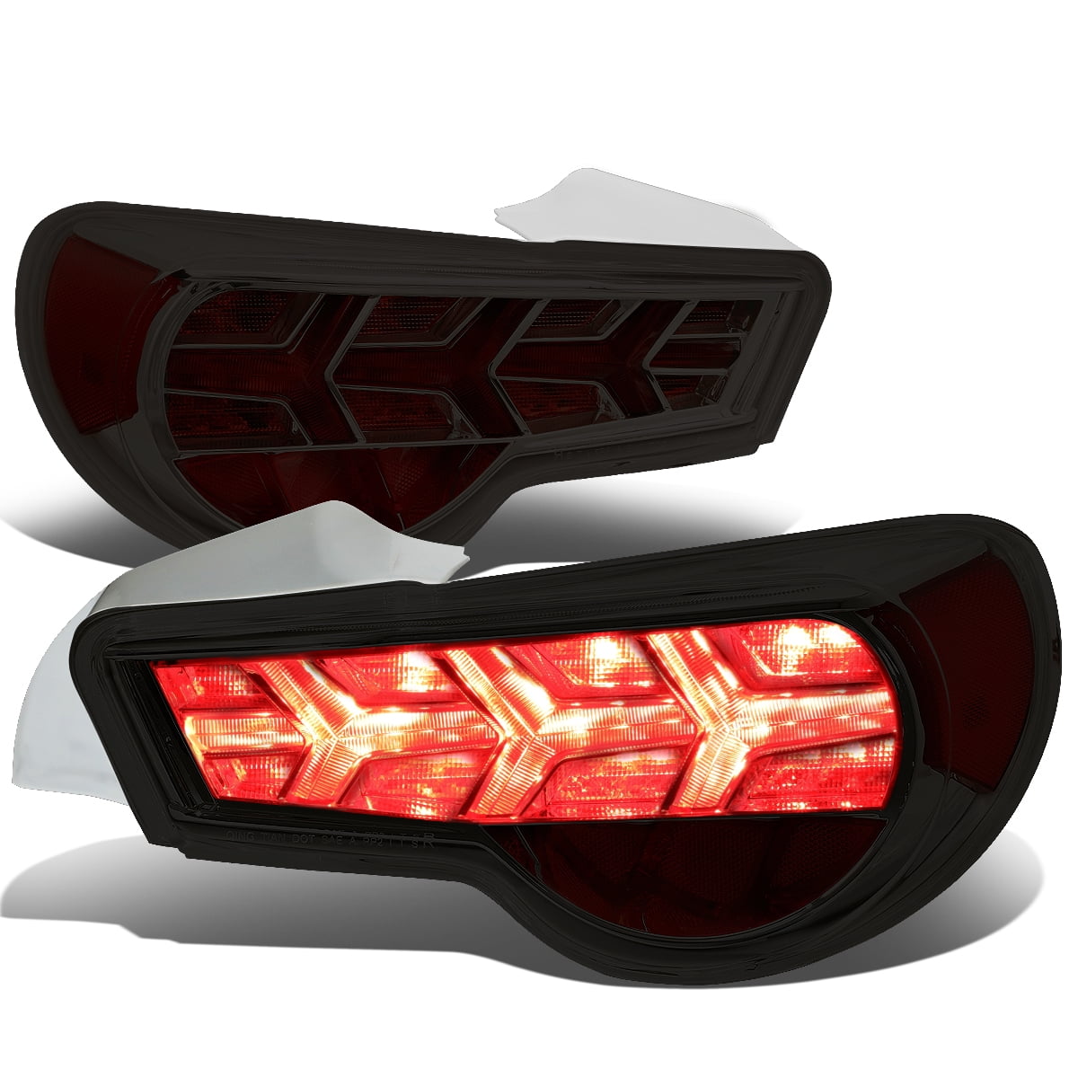 DNA Motoring TL-LED-FED-8 For 2013 to 2017 FRS / BRZ / 86 Pair of LED Arrow Sequential Tail Light (Chrome Housing / Smoked Lens / Red Signal)