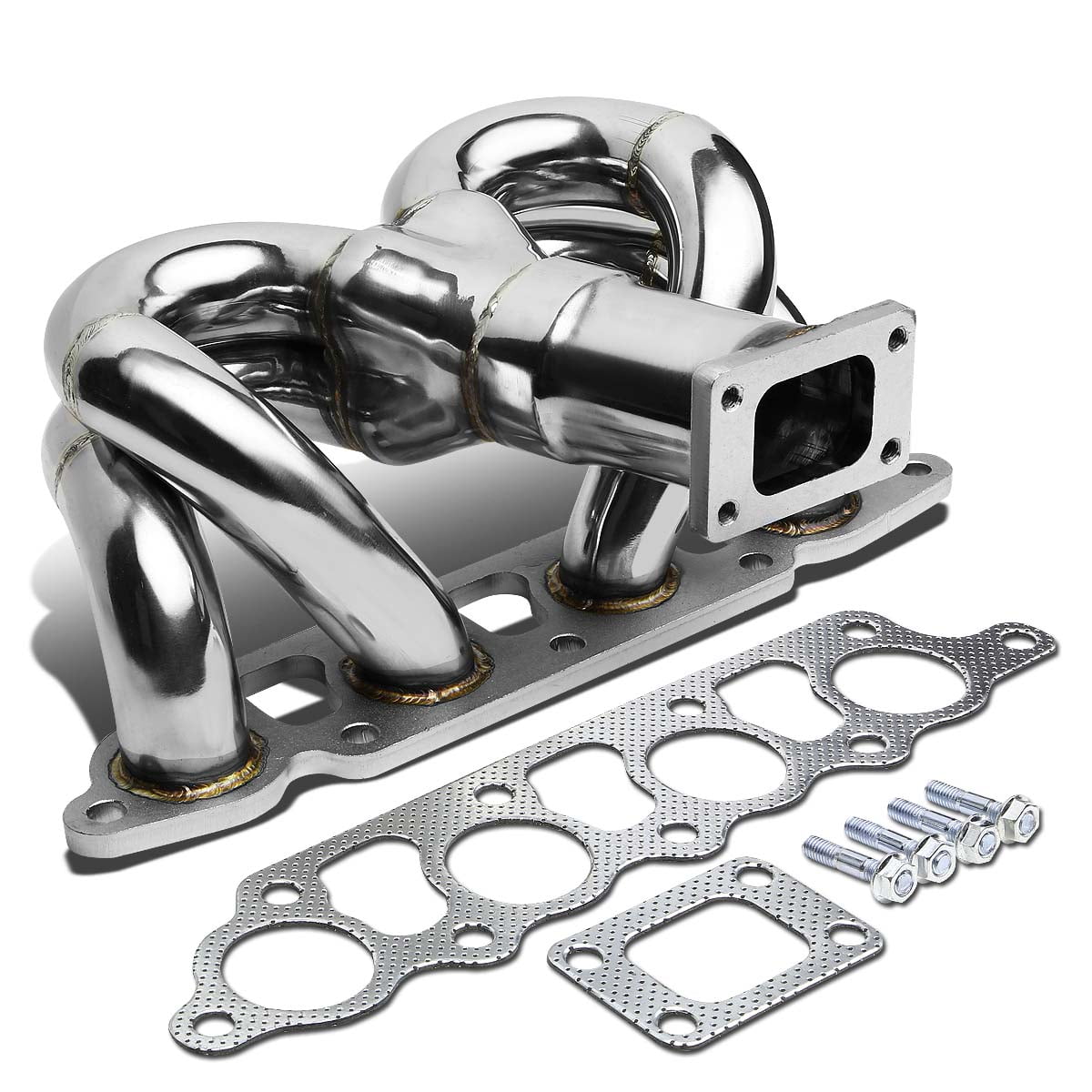 DNA Motoring TM-FF03ZT For 2000 to 2004 Ford Focus / Escape 2.0 Stainless Steel T25 Ram Horn Turbo Exhaust Manifold 01 02 03