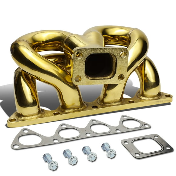 DNA Motoring TM-GD-003 For 1988 to 1991 Honda Civic / CRX D15 D16 / 1993 to 1997 Del So Anodized Stainless Steel 42mm T3 Ram Horn Exhaust Turbo Manifold