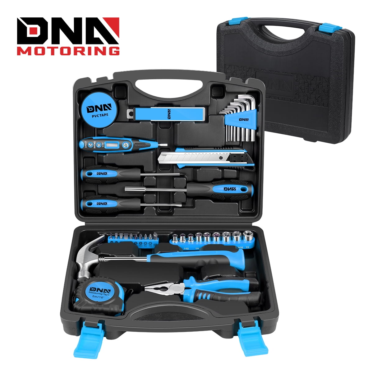 DNA Motoring TOOLS-00013 Blue 46 PCs Home Tool Set Electonic Repair Precision Screwdriver Voltage Tester Hammer Plier DIY Kit