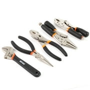 DNA Motoring TOOLS-00033 DNA MOTORING Orange Durable 5Pc Multi-Use Forged Hardened Steel Lock Jaw Needle Nose Plier Adjustable Wrench