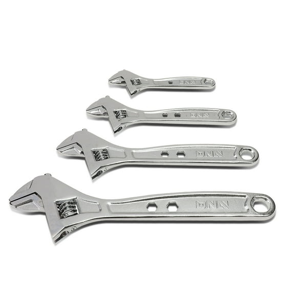 DNA Motoring TOOLS-00047 DNA MOTORING 4Pcs 6"+8"+10"+12" Chrome Vanadium Steel 0.75" to 1.5" Jaw Openning Adjustable Wrench Automotive Repair Tool Set