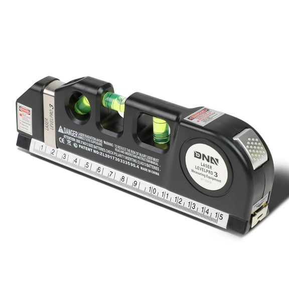 DNA Motoring TOOLS-00053 DNA MOTORING 8ft Measuring Tape 3-Mode Laser Line(Horizontal/Vertical/Hairline Laser) Portable Laser Bubble Level