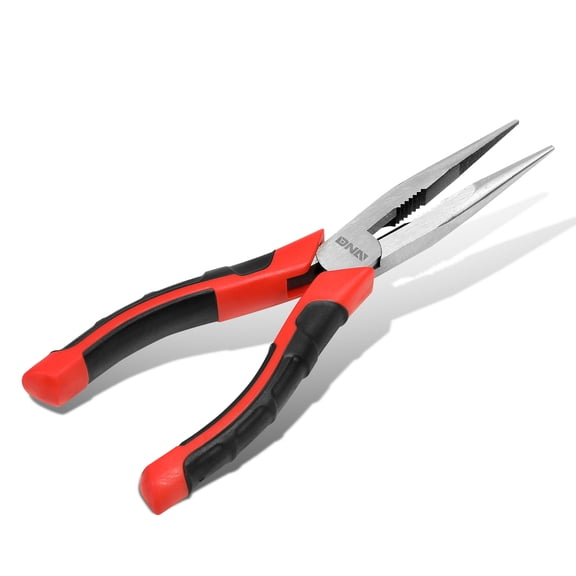 DNA Motoring TOOLS-00075 8" Chrome Vanadium Steel 3/8" Jaw Width Non-Slip Handle Long Nose Plier Wire Cutting