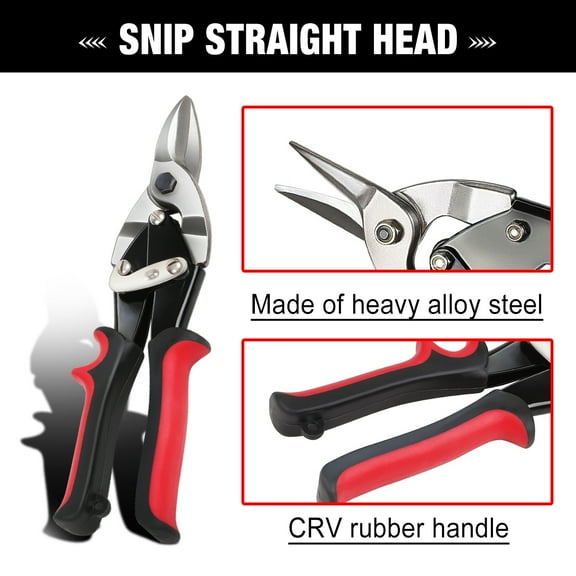 DNA Motoring TOOLS-00110 Heavy Duty Alloy Steel Multipurpose 10" Serrated jaws Straight Cut Tin Snip w/Locking Latch