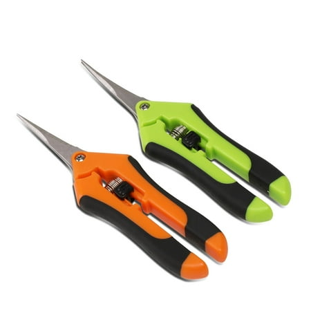 DNA Motoring Micro-Tip Pruning Snips, Heavy Duty Stainless Steel Blades, Straight/Curved, Spring Loaded, Slide Locking