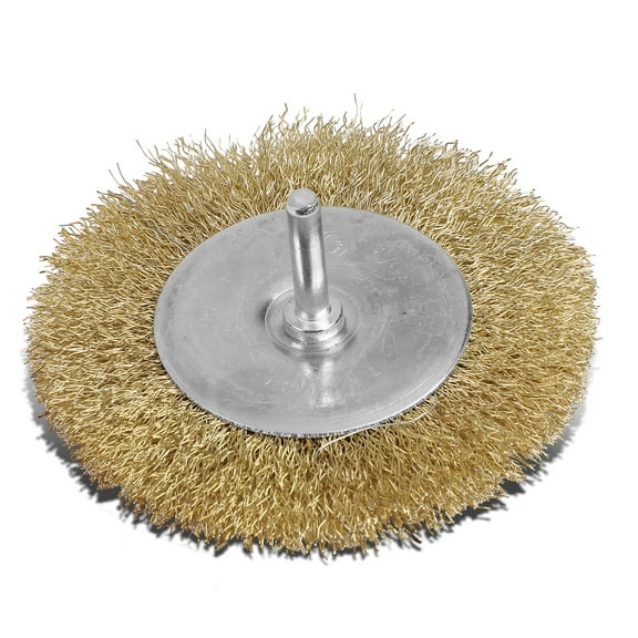 DNA Motoring TOOLS-00124 DNA MOTORING 4" Diameter Wheel Crimped Tempered Steel Brass Coated Bristles Wire Wheel