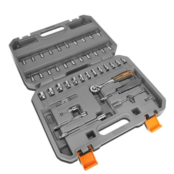 DNA Motoring TOOLS-00127 42PCs 0.25" Portable Drive Socket Tools Set With Carrying Case for Home Garage Auto Car