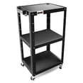 thumbnail image 1 of DNA Motoring TOOLS-00136 Black Steel Height Adjustable 3-Layer Media Rolling AV Cart With Power Strip + Locking Casters, 1 of 1