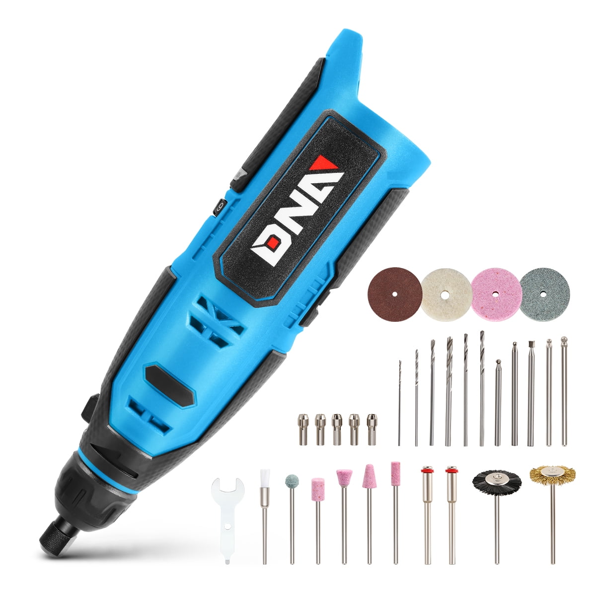 DNA Motoring Tools-00163 Rotary Tool Kit Electric Mini Grinder Set Grinding Polishing Cutting Drilling Tool 12V Variable Speed Blue
