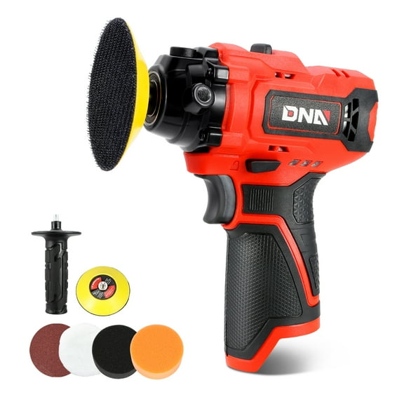 DNA Motoring TOOLS-00168 Cordless Polisher 12V 2-Gear Speed with Spindle Lock & Battery Indicator Red