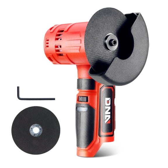 DNA Motoring TOOLS-00172 Cordless Angle Grinder 12V Variable Speed with Spindle Lock Button & Battery Indicator Red