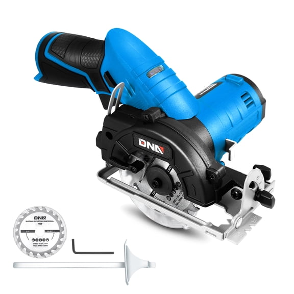 DNA Motoring TOOLS-00173 12V Compact Cordless Circular Saw with 85mm 20T Blade and Hex Key Blue