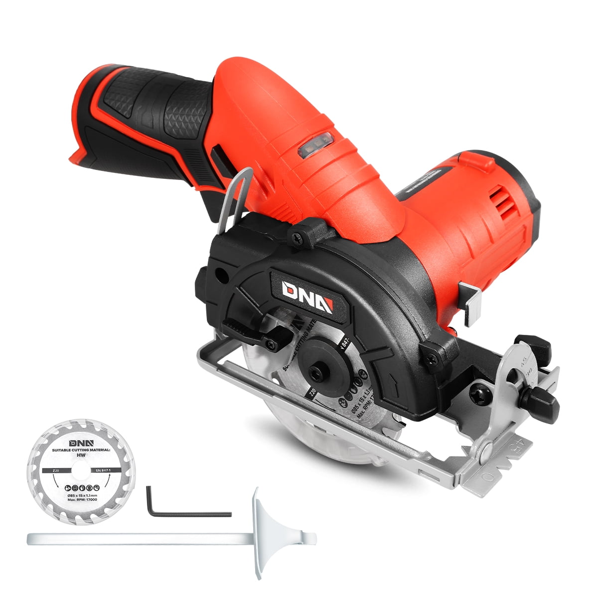 DNA Motoring TOOLS-00174 12V Compact Cordless Circular Saw with 85mm 20T  Blade and Hex Key Red