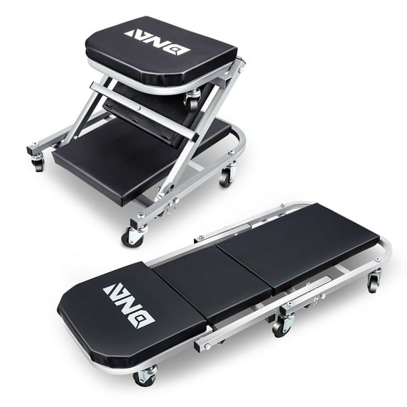 DNA Motoring 36" Z-Creeper Seat 2-in-1 Foldable Garage Creeper Shop Rolling Seat 330 LBS Capacity