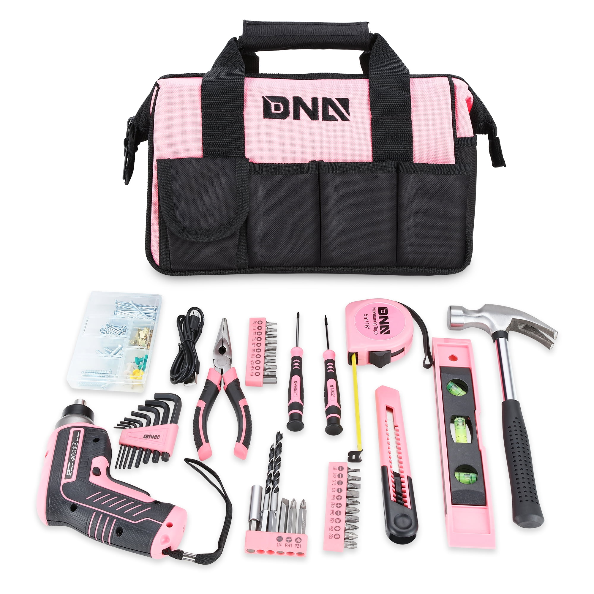 Shall Pink Tool Set, 246-Piece Home Tool Set for Women, Ladies Basic Tool Kit for House with Tool Bag, General Household Hand Tool Set for Home Repair