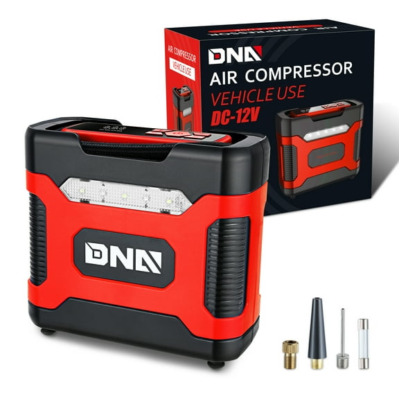 DNA Motoring TOOLS-00210 Red 150 PSI DC 12V Portable Digital Tire Inflator for Cars Bicycles Motorcycles Balls