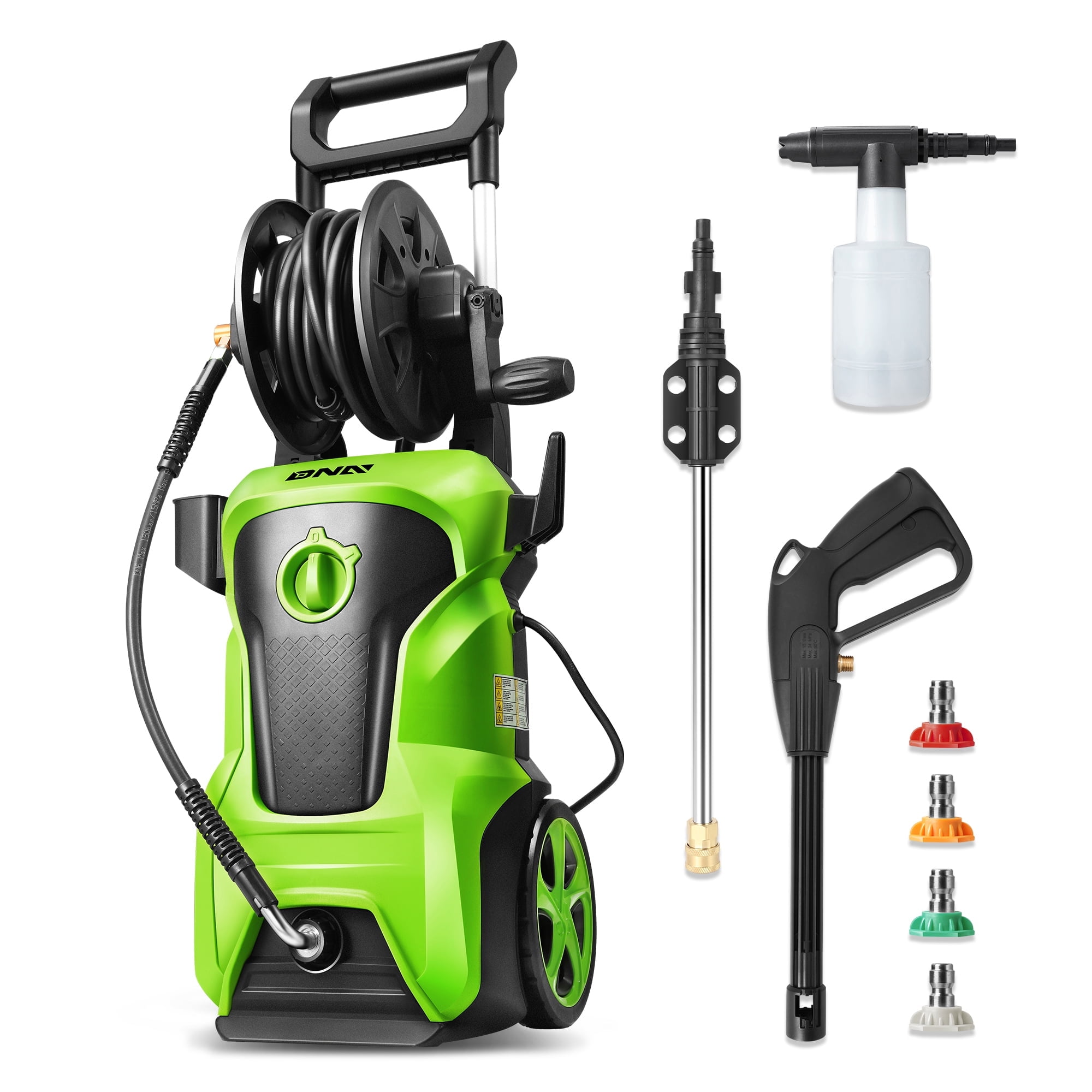 DNA Motoring TOOLS-00231 Portable High-Pressure Electric Power Cleaner Car Washer Machine 2176 PSI 2.4 GPM Green