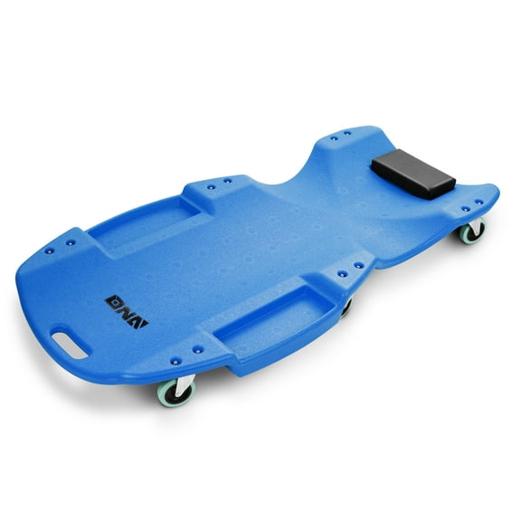 DNA Motoring TOOLS-00239 48 Inches Blue Heavy-Duty Low-Profile Roller Automotive Creeper with Padded Headrest
