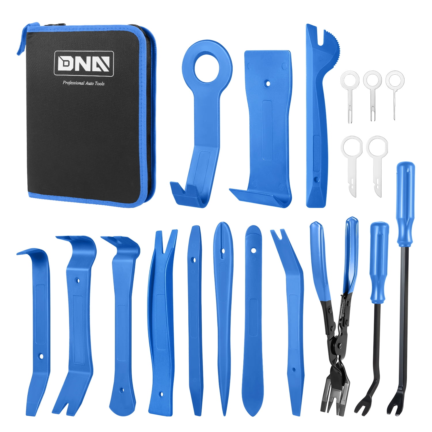 DNA Motoring TOOLS-00247 Car Trim Removal Tool Kit Blue Clip Plier  Upholstery Remover Set for Auto Door Panel Audio Dashboard