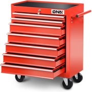 DNA Motoring TOOLS-00264 7-Drawer Red Plastic Top Rolling Tool Cabinet with Keyed Locking System