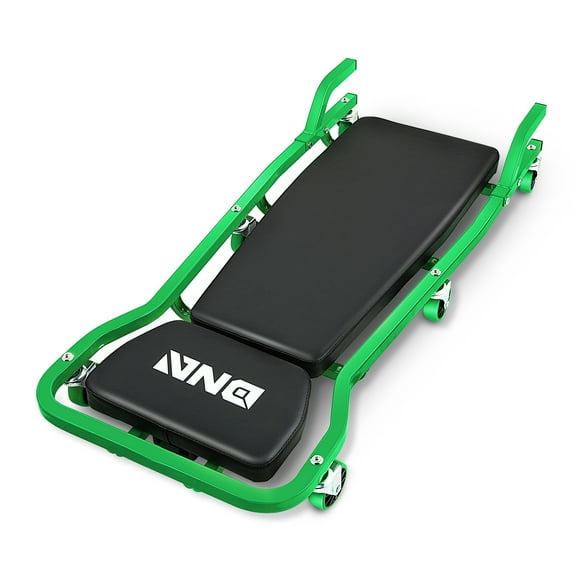 DNA Motoring TOOLS-00273 Rolling Car Creeper with 3-leves Adjustable Headrest 6 Casters Green